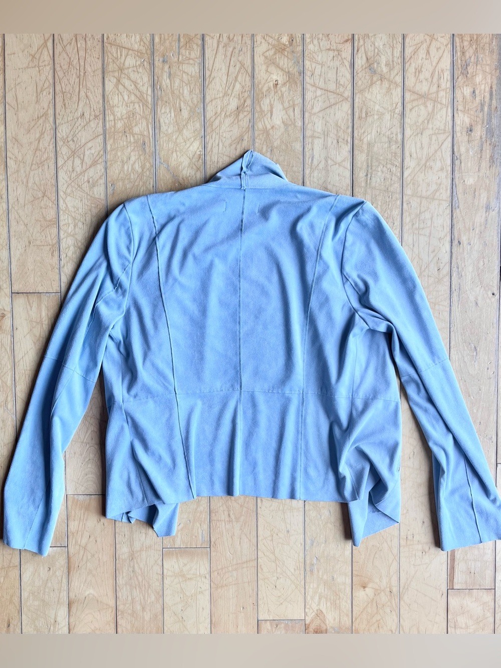 Bagatelle Soft Blue Suede Feel Draped Open Blazer Cardigan Size Small - Picture 4 of 9